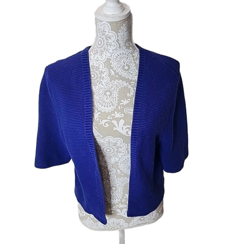 Talbots Sweater Blue Cotton Open Cardigan Short Sleeve Women's XL | eBay