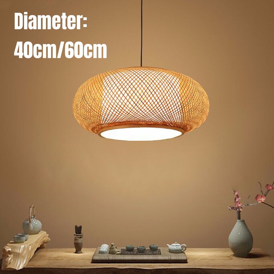 Lantern Handmade Bamboo Wicker Rattan Pendant Light Fixture Ceiling Lamp 40/60cm