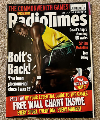 RADIOTIMES USAIN BOLT COVER 26/7/22014 Maggie Gyllenhaal IAN McKELLEN Doctor Who