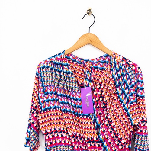 ONJENU Sharon Wide Leg Jersey Jumpsuit Size 20 Multicoloured Geometric NEW - Picture 10 of 14