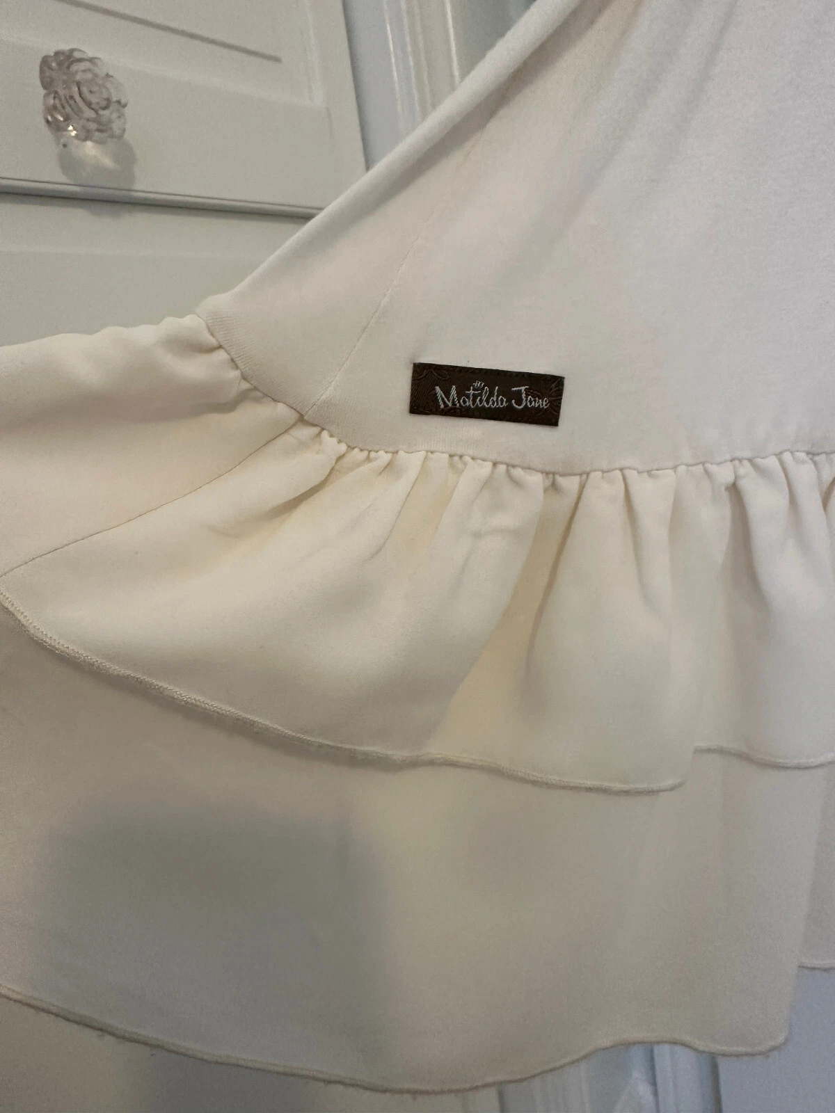 OFF WHITE Abito Matilda Jane Off White estensibile spalline regolabili volant taglia XS