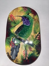 Tropical Bird Painting Wall Art Original Acrylic On Wood Nature Oval Small 8.5x5