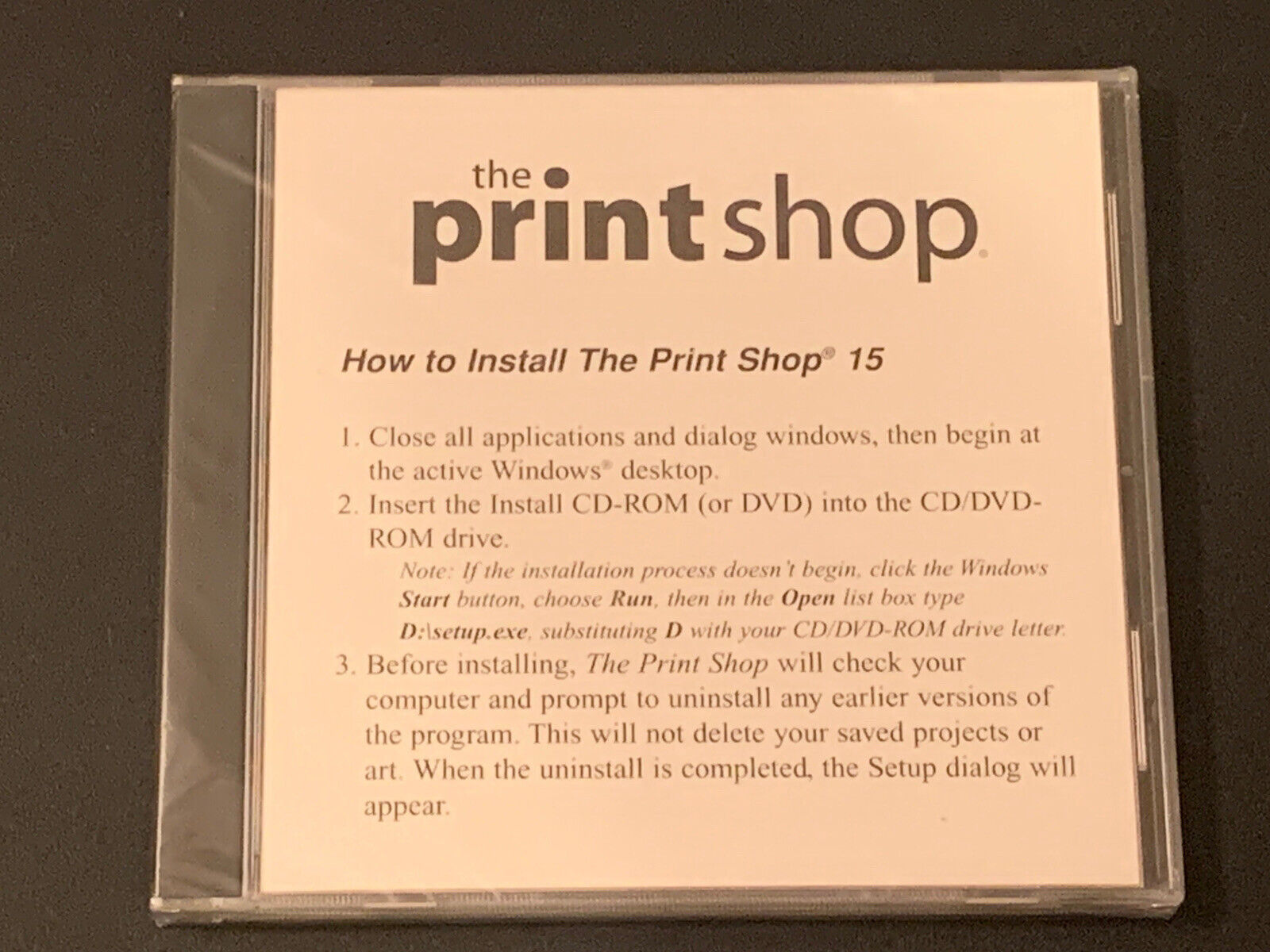 Broderbund The Print Shop Essentials Version 15 SEALED