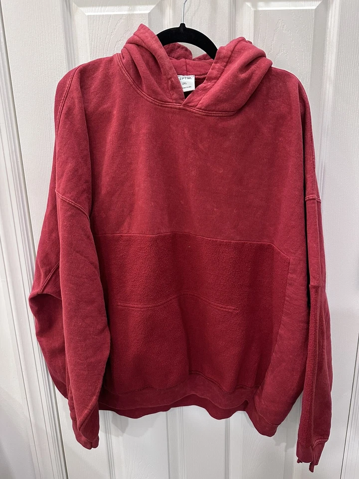 EPTM Men’s Golden Koi Y2K Distressed Graphic Maroon Skater Hoodie Size 2XL - Image 2 of 4