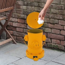 Retro Fire Hydrant Trash Can, Pedal Trash Can, Indoor Outdoor Waste Bin, Yellow