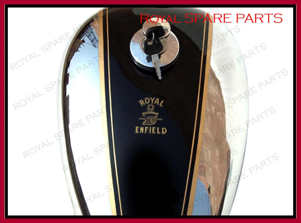 Adapté Pour Royal Enfield Bullet Custom Deluxe Réservoir À Essence Chromé Noir - Photo 3/4
