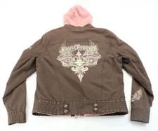 harley davidson jacket L brown pink tan Tempest cotton hoodie liner bar womens