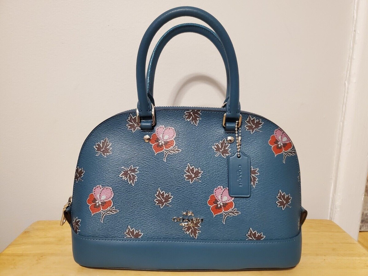 COACH Mini Sierra Satchel Wildflower Print Coated Canvas Teal