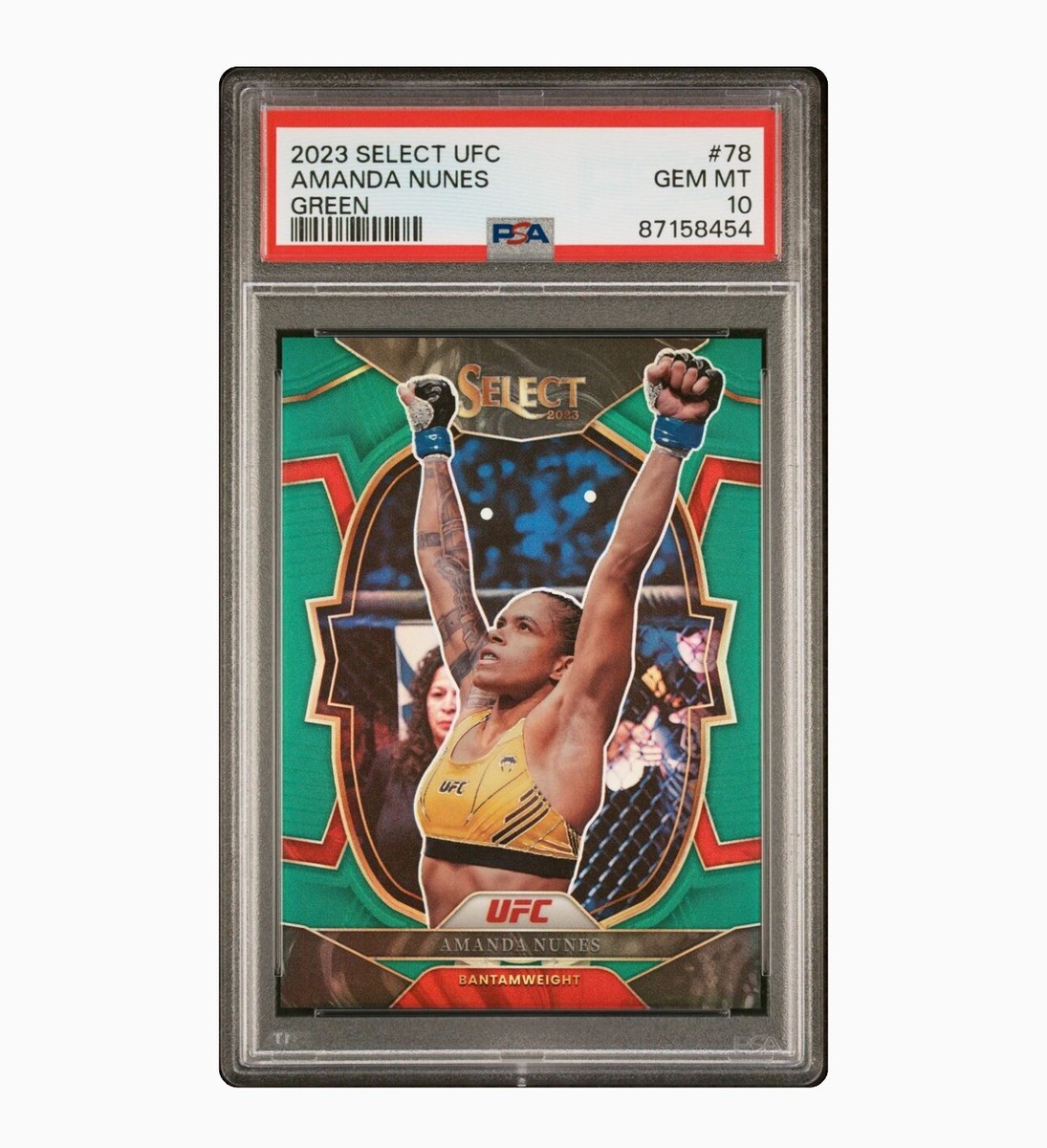 2023 Panini Select UFC Amanda Nunes Concourse Green Prizm /5 PSA 
