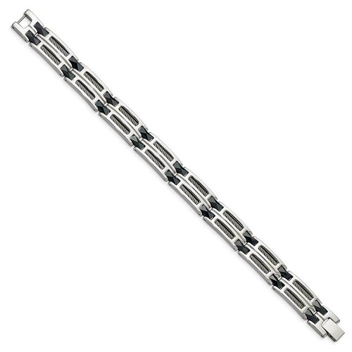 Stainless Steel Polished with Blue Ceramic 8.75" Bracelet 8.75" - Picture 3 of 3