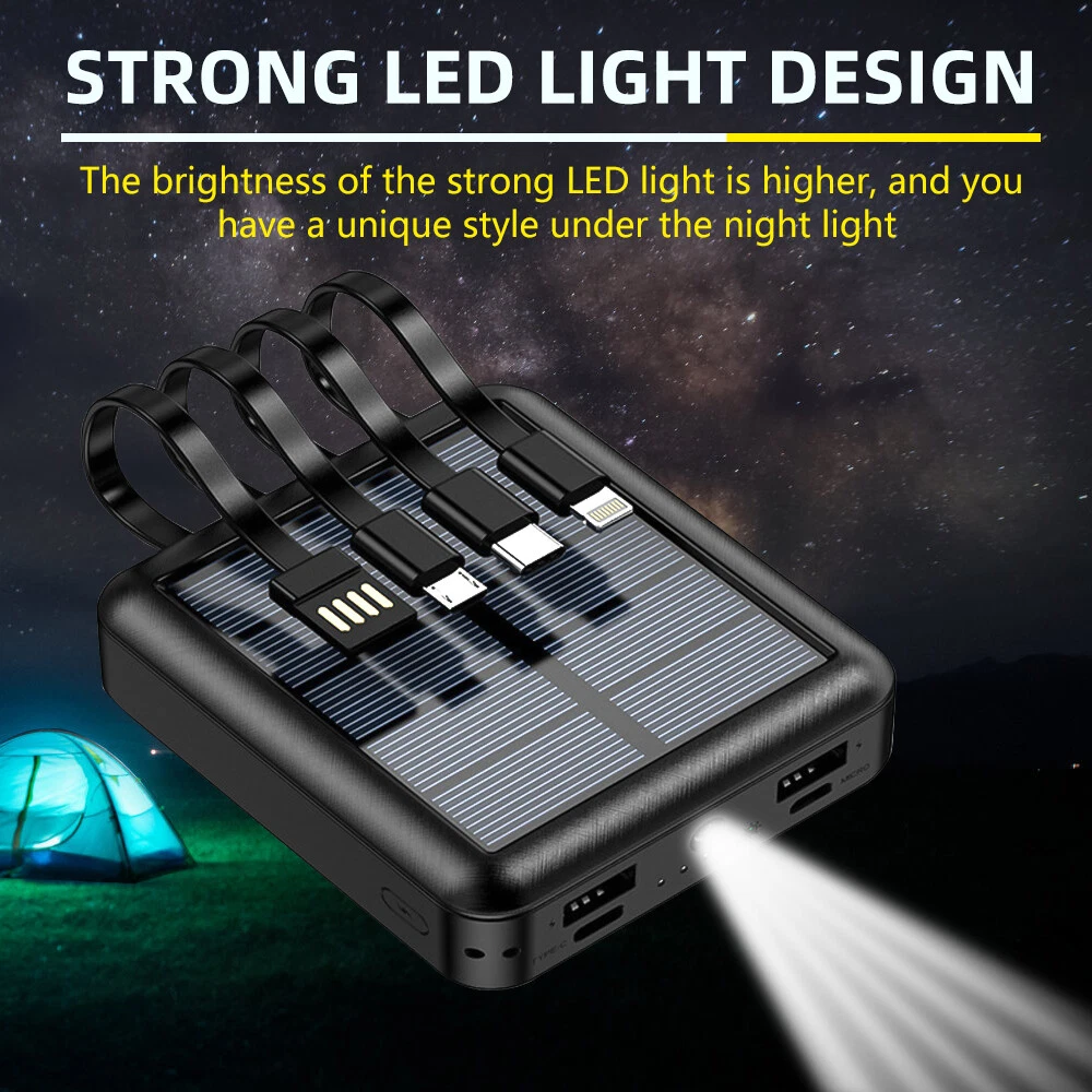 20000mAh Solar Wireless Power Bank Portable Phone Charger  