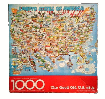''The Good Old U.S, of A.'' A Springbok  1000 Piece Jigsaw Map Puzzle