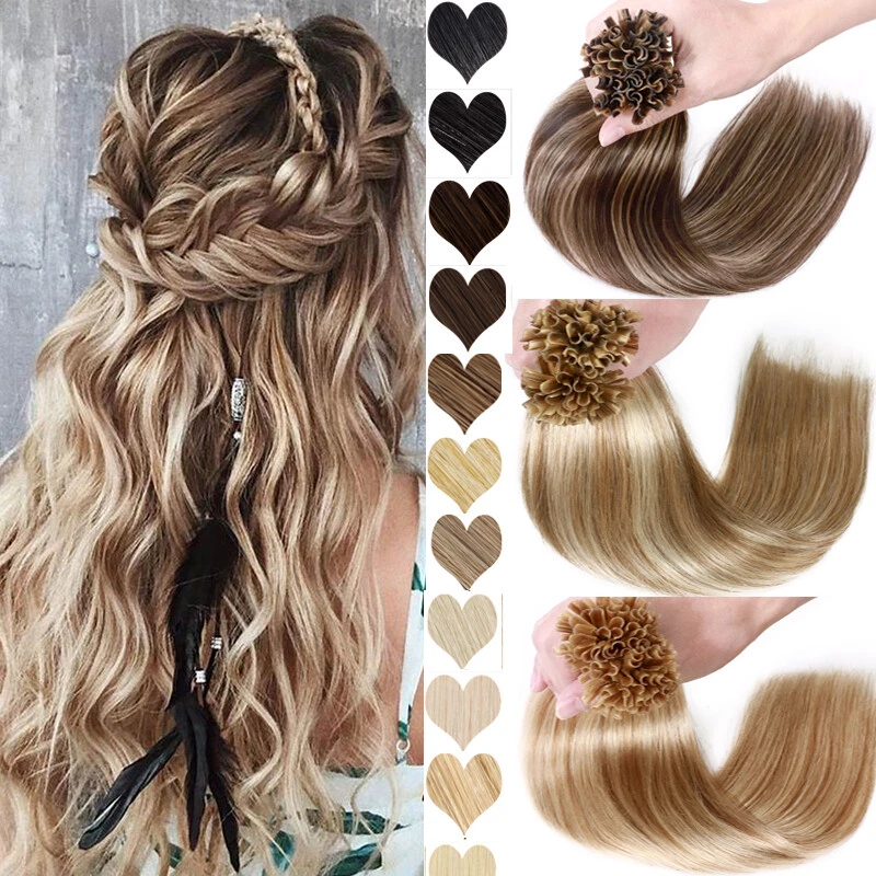 100% Real Hair Pre Bonded U-Tip Nail Keratin Human Hair Extensions Remy Hair AAA