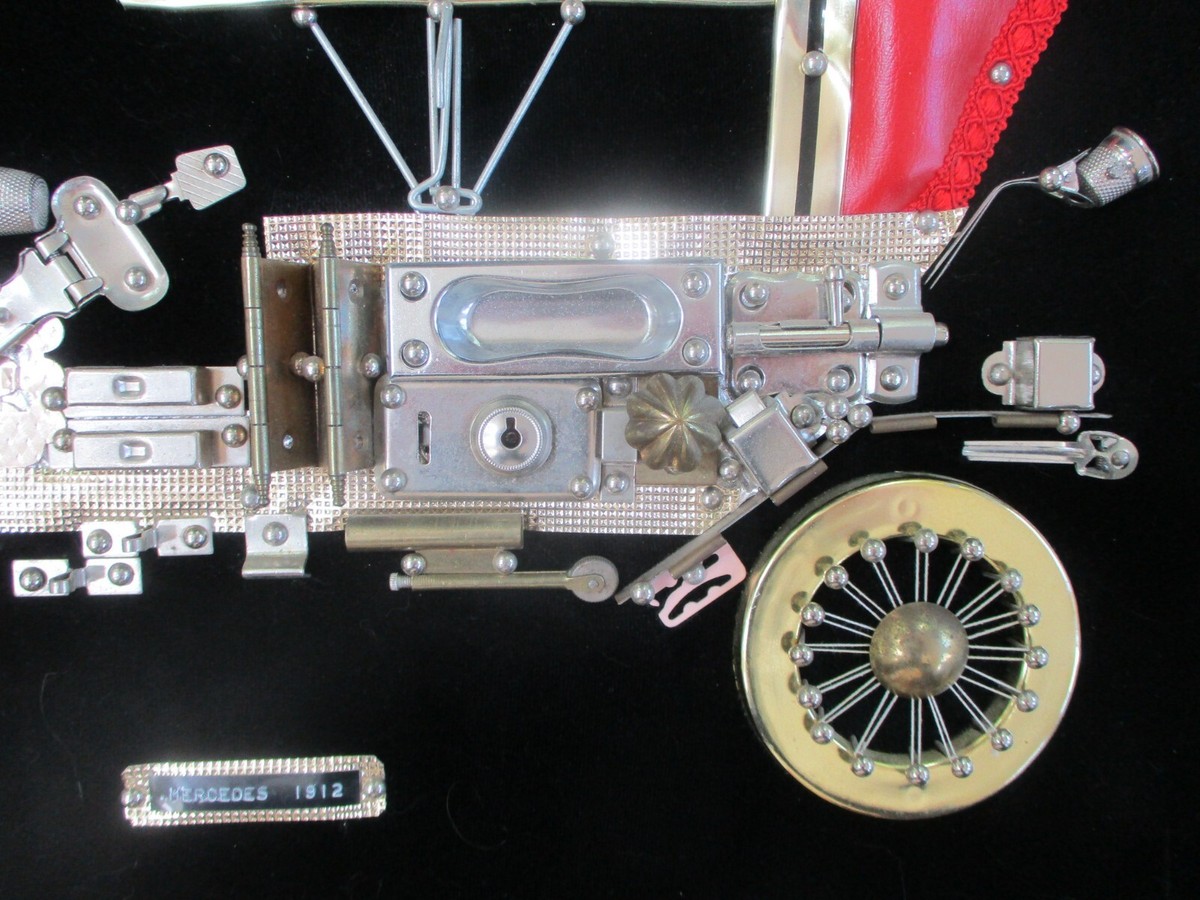 VTG 1903 Mercedes Custom Framed 3D Folk Motor Car Hanging
