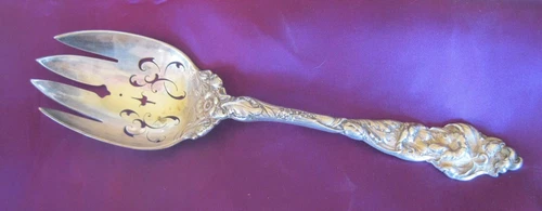 Reed & Barton LES SIX FLEURS 9 1/2" Sterling Silver Large Serving Vegetable FORK