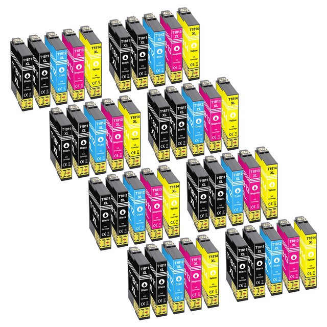 40x Patronen für Epson T1811-14 XP102 XP202 XP215 XP225 XP302 XP305 XP312