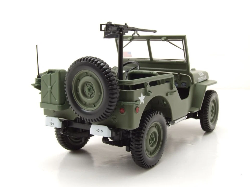 Willys Jeep Esercito Militare D-Day 1944 Verde Modellino 1:18 Norev - Immagine 2 di 4