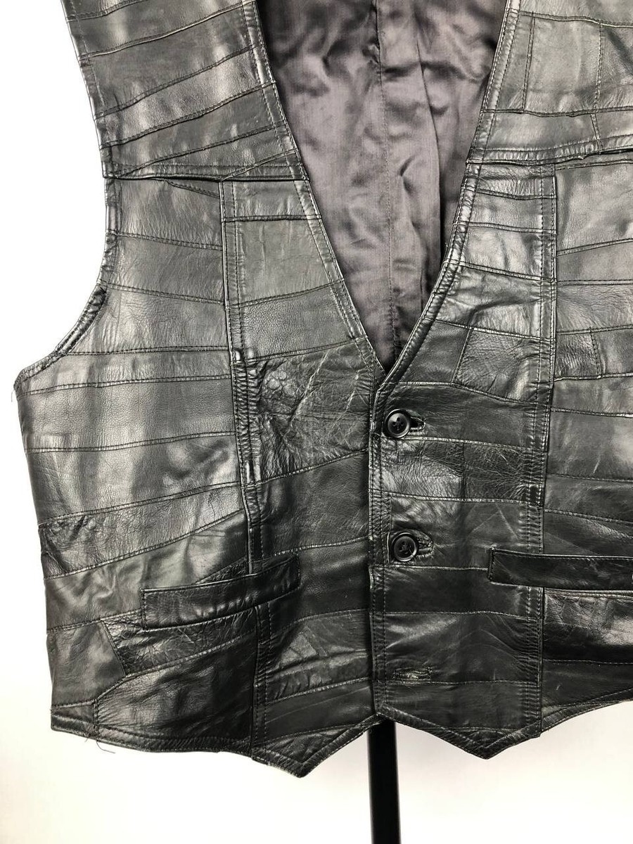 90s Leather Vest Patchwork Black Opium Maison Margiela STYLE Work
