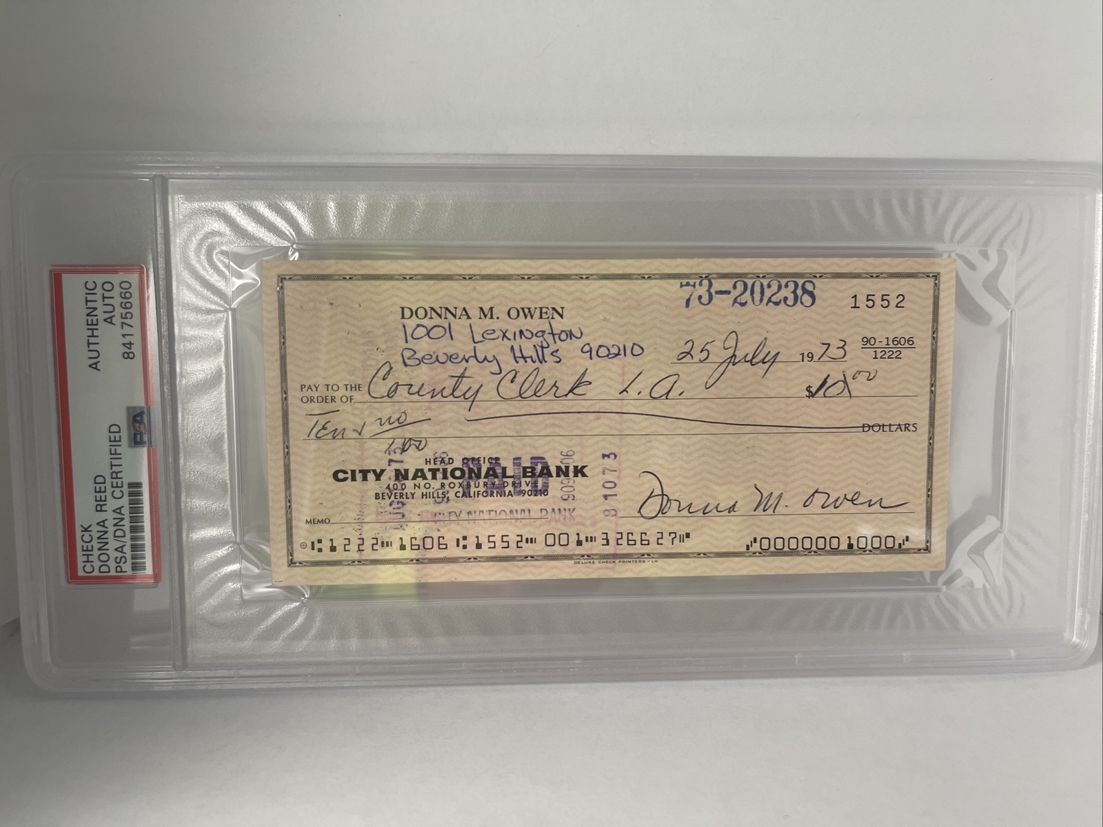 Donna Reed Signed Authentic Check PSA/DNA Certified | eBay