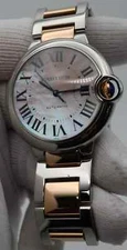 Cartier Ballon Bleu 36mm 18K Rose Gold Steel Pink MOP Dial Ladies Watch W6920033