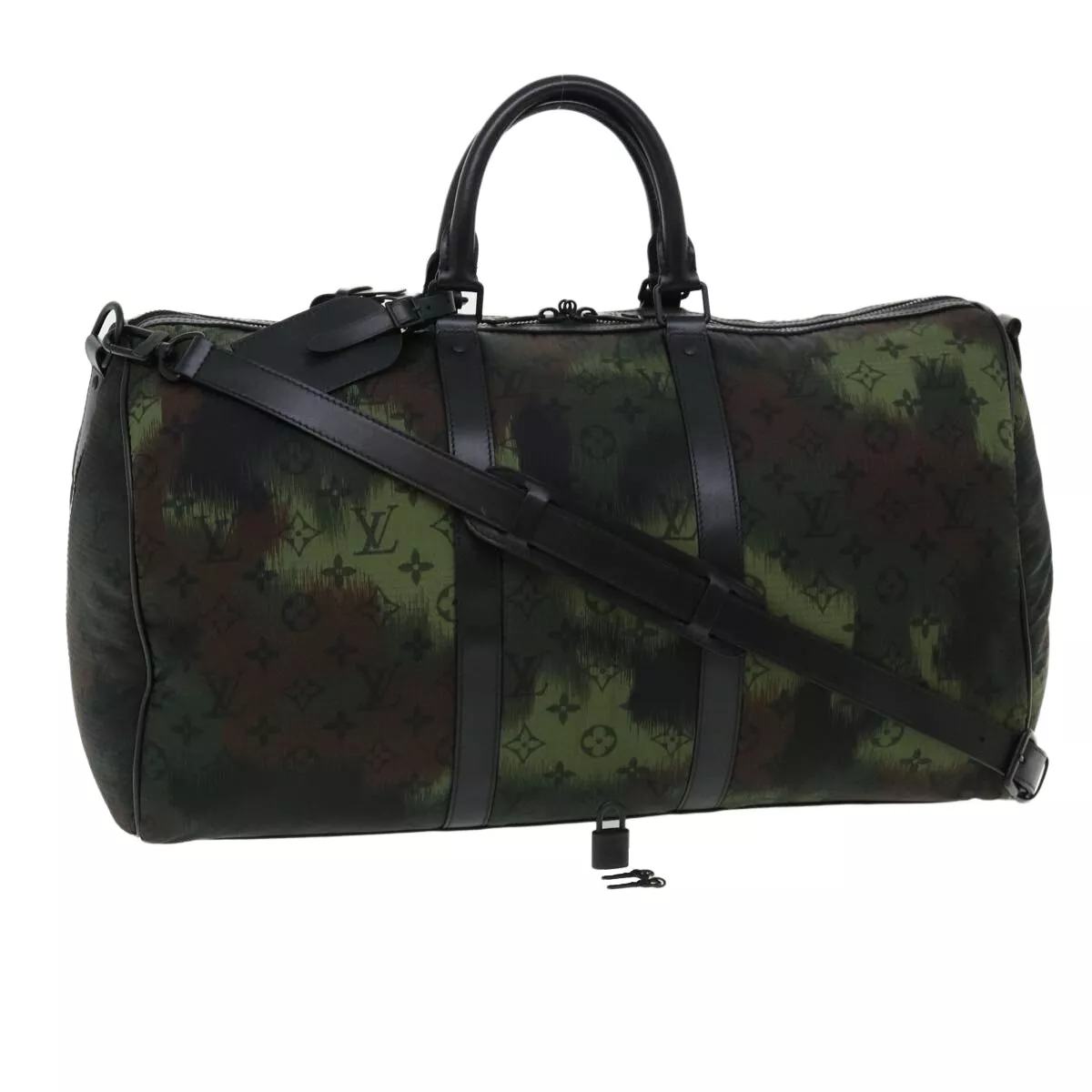 LOUIS VUITTON Camouflage Keepall Bandouliere 50 Boston Bag M56416 Auth  32799A