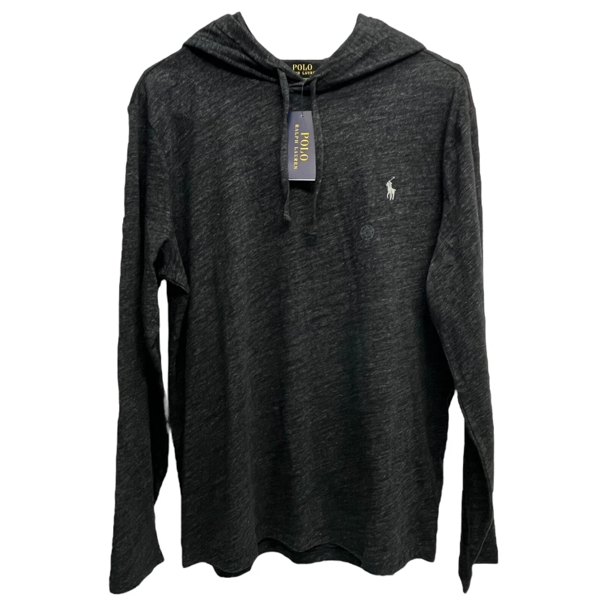 Polo Ralph Lauren Hoodie Long Sleeve Mens Black Heather Hooded Tee Shirt 69