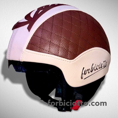 Casco vintage in pelle personalizzato Forbiciotto Matassè Trapuntato Vespa  Beige | eBay