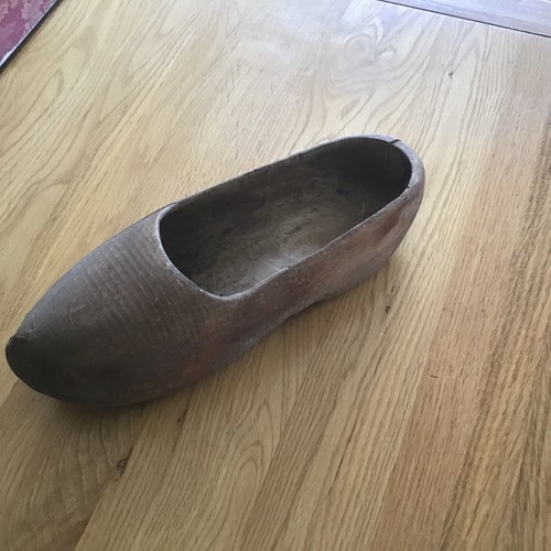 Vintage französische Holzclog handgefertigt, nur 1 gebraucht