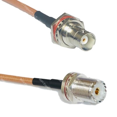 RG400 BNC FEMALE BIG BULKHEAD to UHF Female BULKHEAD RF Cable FAST-SHIP LOT