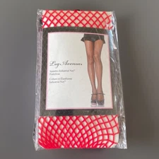 LEG AVENUE SPANDEX INDUSTRIAL NET PANTYHOSE RED STYLE 9003