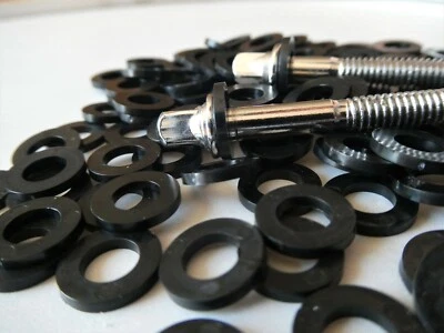 100 X Black Nylon Tension Screw/Rod Washer for Drum Kits and Snares 1.6mm Thick