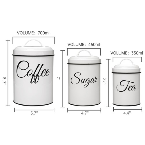 3pack Canister Counter Coffee Tea Sugar Container Set Home Kitchen Decorative - Picture 7 of 11