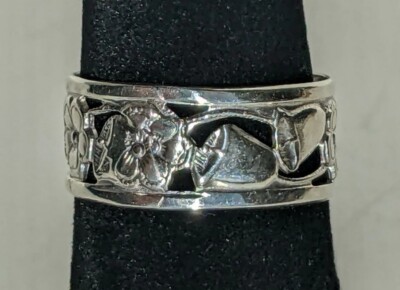 Romega Sterling Bell Flower Band Ring 2g Sz Signed w/Indian Chief  Head