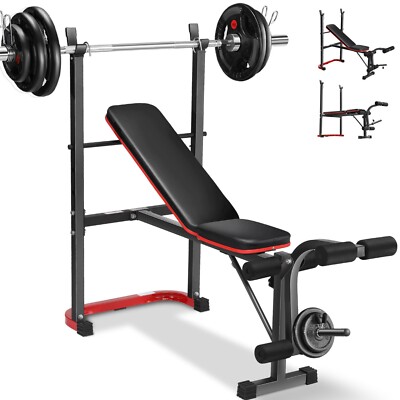 660LBS Weight Bench in Adjustable Bench Press w/Squat Rack