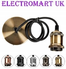 ANTIQUE BRASS RETRO HANGING CEILING ROSE PENDANT LIGHT BULB ES ES27 FITTING 