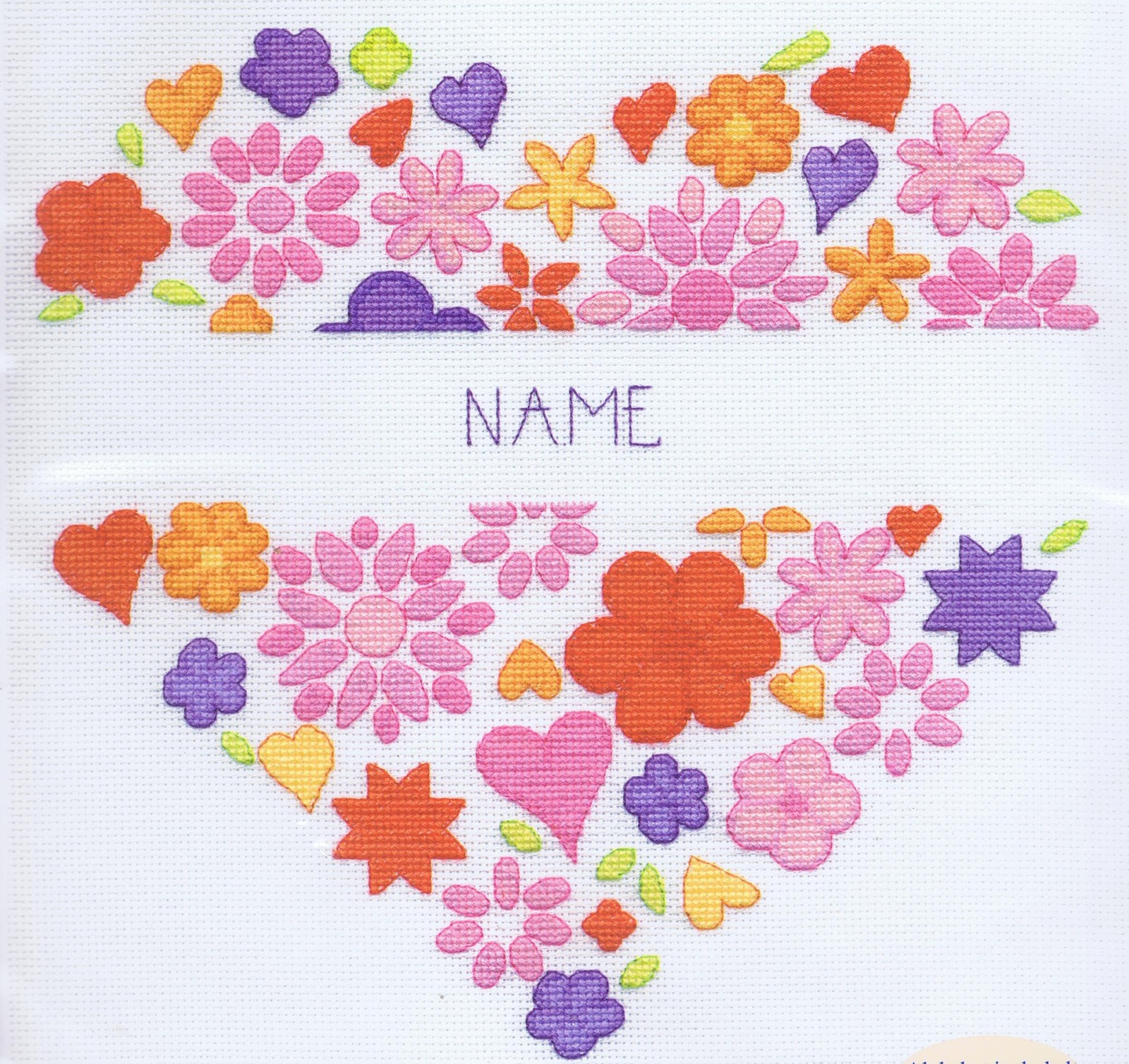 Love Heart Flowers Cross Stitch Kit Jane Prutton DMC BK1551 16 Count