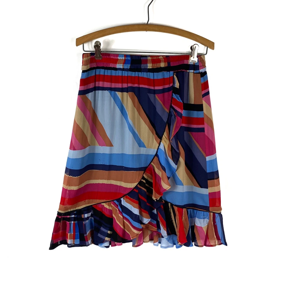 Falda envolvente sintética viscosa Catherine Malandrino talla pequeña con volantes dobladillo nueva con etiquetas  Foto 2 de 4