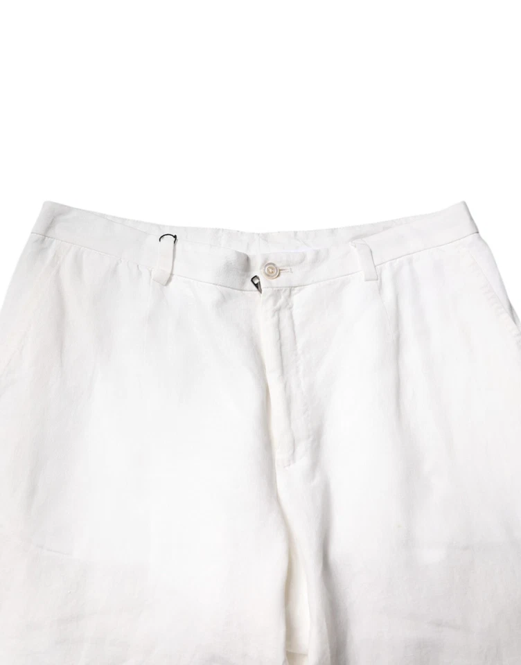 DOLCE & GABBANA Pantalones Blanco Lino Cintura Media Hombre Vestido Pantalón IT54/W40/XL 900usd Foto 3 de 4
