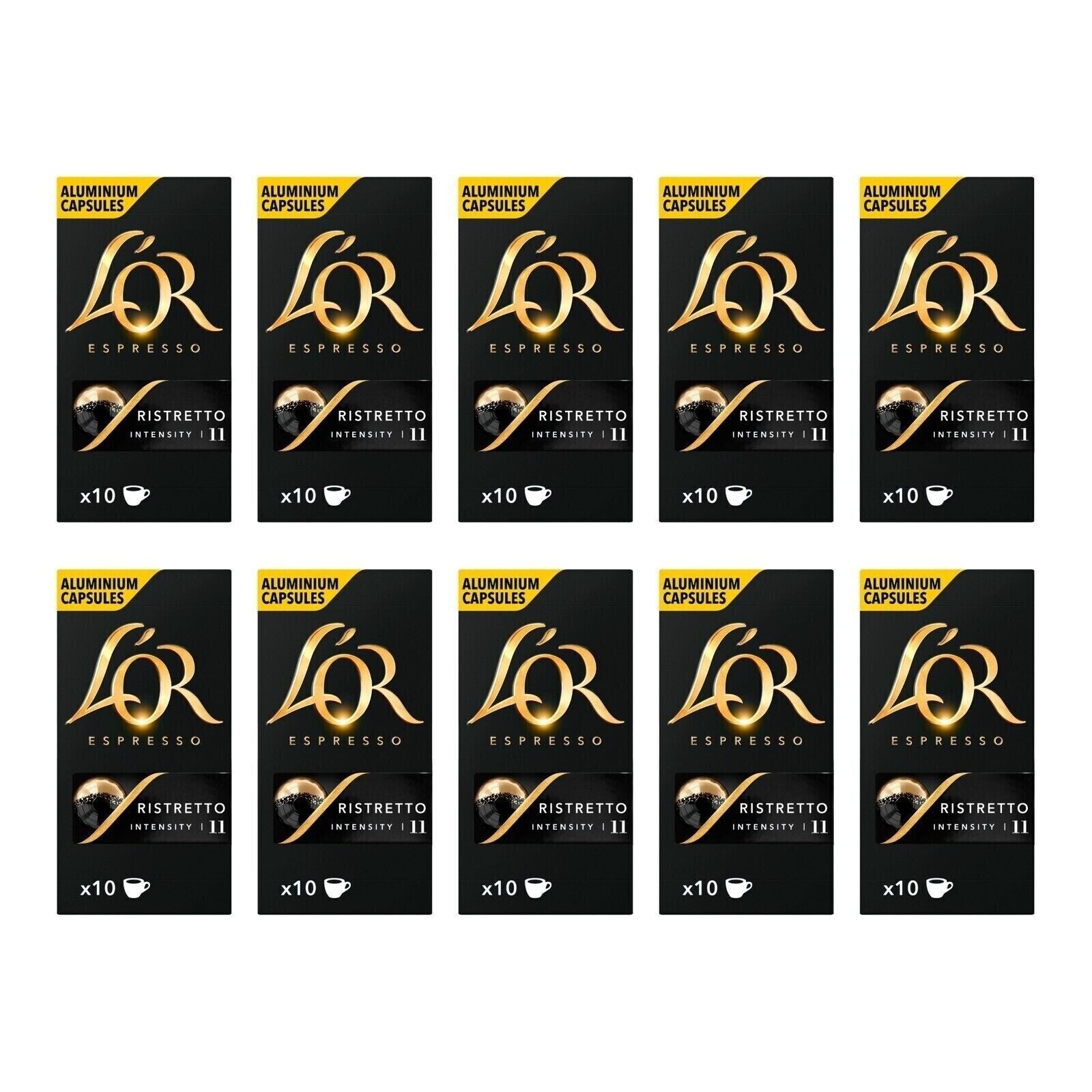 L'OR 100 Nespresso* Compatible Capsules Ristretto (10 Packs, 100 Coffee Pods) - Image 3