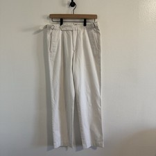 Todd Snyder Side Tab Brushed Cotton Pleated Trousers Pants White - Size 29x28
