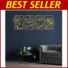 Elegant Lotus Line Art Wall Decor - Gift-Ready 4-Piece Set for Home Spaces