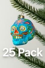 Lot of 25 Colorful Sugar Skull Christmas Ornaments   Day of the Dead Tree Decor