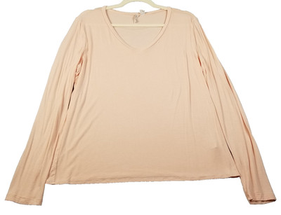 CATO T Shirt Womens Extra Large XL Pink Long Sleeve Stretch Thin See Through Tee