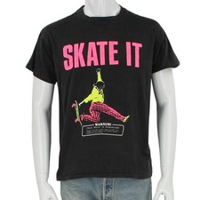 80s 90s Vintage Skate It Neon Skater Dogtown Skateboard Tee T Shirt S