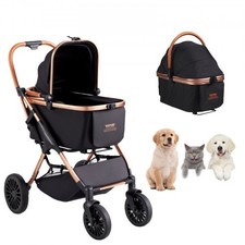 NEW HOT/ Pet Stroller, 4 Wheels Dog Stroller Rotate with Brakes, 66 lbs Weight