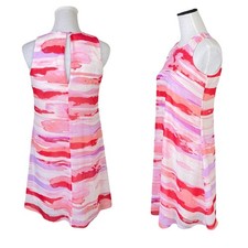 Calvin Klein 2 Watercolor Art Pink Purple Sleeveless Trapeze Mini Shift Dress