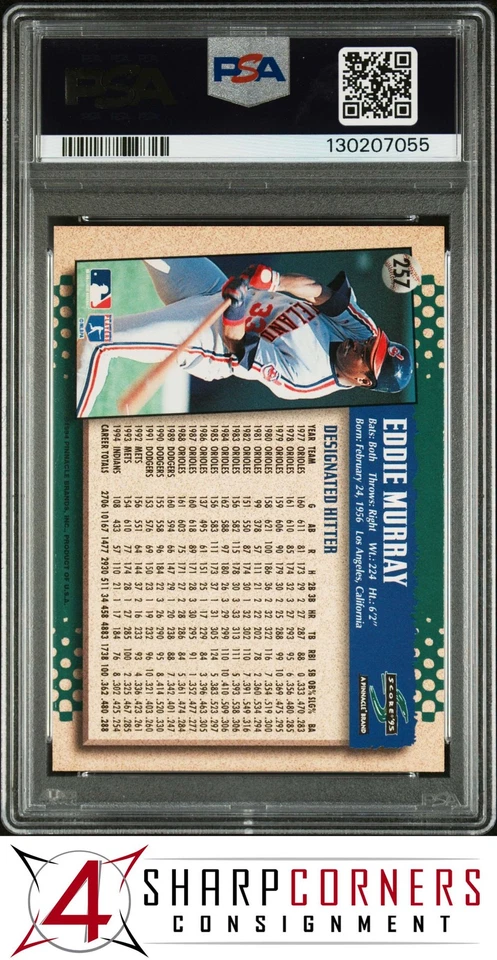 1995 SCORE #257 EDDIE MURRAY INDIANS HOF PSA 10 - Image 2 of 3