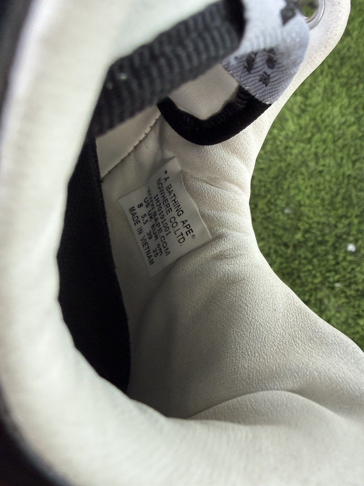 A Bathing Ape BAPE STA Black White Size 8 Patent Leather Low Top Sneakers No Box thumbnail 7