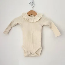 Rylee + Cru Collared Ribbed Bodysuit Long Sleeve 3-6 months 
