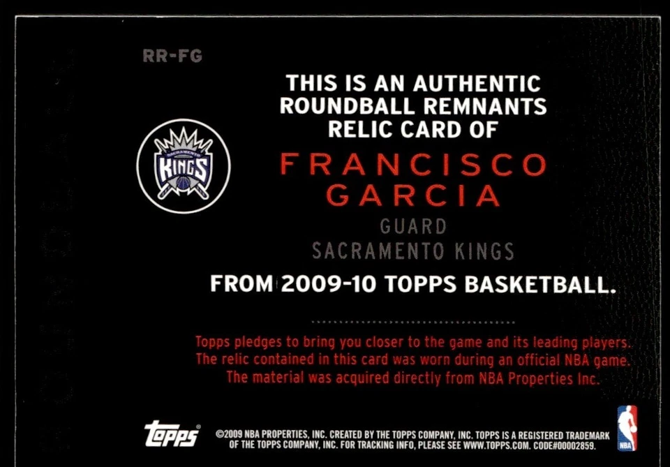 2009-10 Topps Roundball Remnants Francisco Garcia Sacramento Kings #R-FG — 第 2/2 张图片